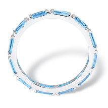PalmBeach Jewelry Birthstone Sterling Silver Eternity Ring-March-Aquamarine - £31.86 GBP