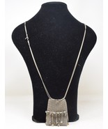 Vintage Signed Laura Vogel Beaded Mesh Pouch Purse Necklace w Crystals N... - $77.17 CAD