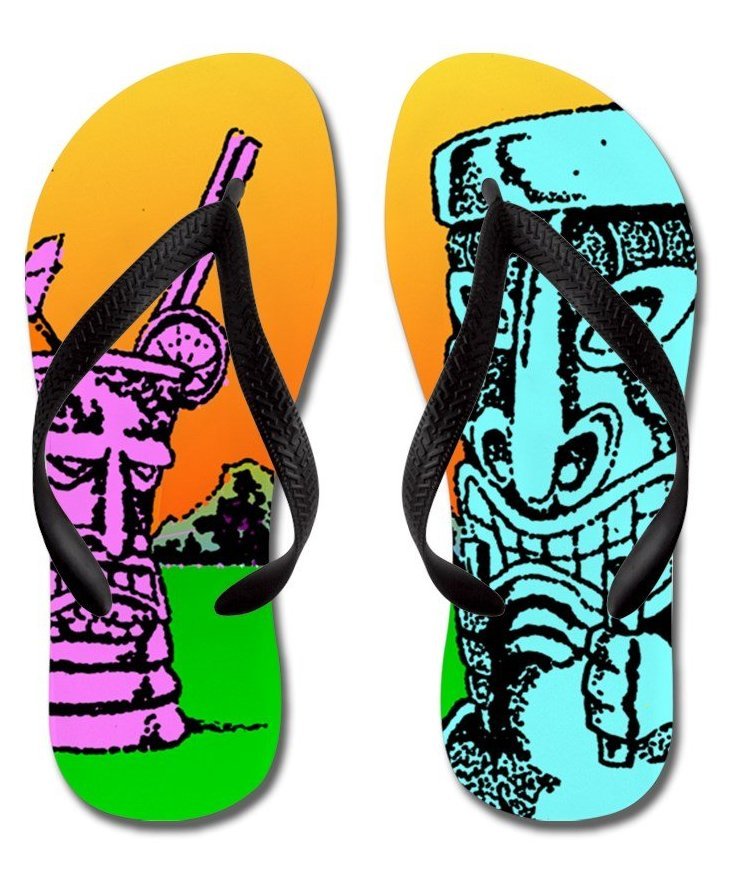 Tiki Love Flip Flops with Black Straps - Women's