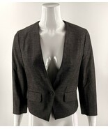 Express Blazer Size 4 Gray Career Suit Jacket Womens One Button 3/4 Sleeve - $618.51 MXN