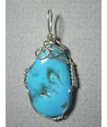 Sleeping Beauty Turquoise Pendant Wire Wrapped .925 Sterling Silver by J... - £51.14 GBP