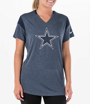 Dallas Cowboys Womens Nike Fan Top V-Neck T-Shirt - Heathered Navy - L & M - NW - £19.90 GBP
