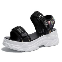 Fujin Summer Women Sandals Buckle Design Black White Platform Sandals White Comf - £37.21 GBP