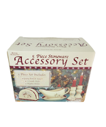 Royal Seasons Holiday Snowman Pattern 5 Pc Accessories Set Stoneware Chr... - £15.55 GBP