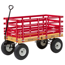 Extra High Side Rail Wagon - 24&quot; X 48&quot; Classic Red Garden Work Play Cart Usa - £460.33 GBP