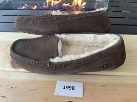 UGG ANSLEY CHOCOLATE SUEDE SHEEPSKIN MOCCASINS WOMEN&#39;S SLIPPERS SIZE US 10 - $67.32