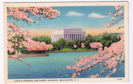 Postcard Washington DC Washington Lincoln Memorial &amp; Cherry Blossoms A - £1.05 GBP