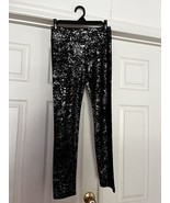 Used Justice Leggings Girls 14 Full Length Black Metallic Silver Splats - $3.96