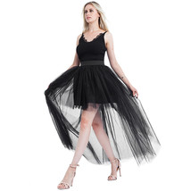 BLACK High-low Tulle Overskirt Women Elastic Waist Hi-lo Tulle Maxi Skirt image 2