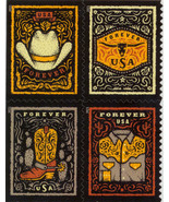 2021 55c Western Wear, Cowboy Hat, Boots, Block of 4 Scott 5615-5618 Min... - $3.94