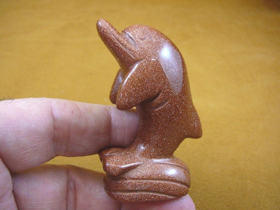 (Y-DOL-JU-705) Orange Goldstone DOLPHIN Porpoise gemstone carving love d... - $17.53