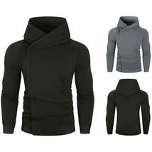 Pure Color Hooded Top Trend Side Zip Long Sleeve - £29.61 GBP