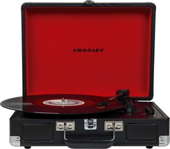 Retro 3-Speed Bluetooth In/Out Suitcase Vinyl Record Player, Black/Red). - £50.92 GBP