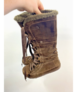 North Face Winter Boots Size 8 Womens Brown Lace Up Heat Seeker Suede Fu... - $59.49