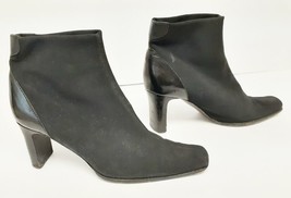 VANELI  Ankle Boots Booties Black Leather Elasticized Fabric Women 6.5 M - £28.97 GBP