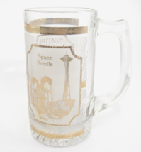 Culver Seattle Washington Space Needle Glass Beer Mug Gold Textured MCM - £7.75 GBP