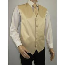 Men's Q Brand Formal Tuxedo Vest Tie and Hankie Satin #10 Beige 4X image 4