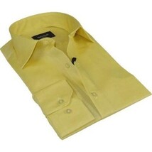 Men 100% Cotton Oxford Shirt Manschett by Quesste Turkey Slim Fit 4029-11 Yellow image 4