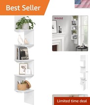 Stylish Backless 5-Tier Corner Shelf - Durable Cloud White Storage Solution - $40.50