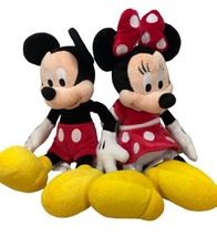 Disney Parks Mickey Mouse and Minnie Mouse Stuffed Doll Lot of 2 Set 13 inch - £12.18 GBP