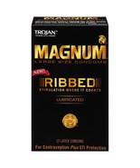 TROJAN Magnum Ribbed Lubricated Large Size Condoms- 12 Count (Pack of 6) - $54.53