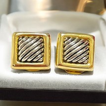 Vintage Classic Clip On Earrings Boxed Gold &amp; Silver Tone Elegant Fashion Design - $29.00