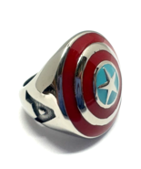 Captain America&#39;s Shield Stainless Steel Enameled 1&quot; Diameter Men&#39;s Size... - $647.33 MXN