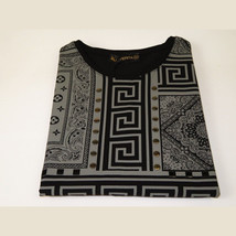 Men LAVERITA European Fashion Crew Shirt Studs Medusa 12120 Black Gray image 4