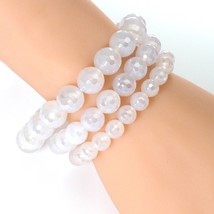 Mystic White Agate Round Faceted Stretchy Bracelet Sku#EF303 - $6.00+