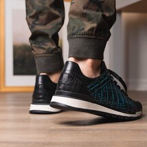 Men's Shoes genuine crocodile and lizard fashion sneaker Portici Navy / Black image 14
