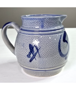 Vintage Pitcher jug Ceramic Germany Blue Dotted Impressions Country Déco... - £23.67 GBP