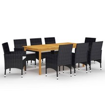  Dining Set Black, Cream White Solid Acacia Wood, PE Rattan Large - $17,348.08 MXN