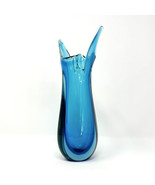 MCM Swung Vase Capri Blue Sommerso Hand Blown Art Glass Vintage 10.25”H - £65.76 GBP