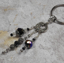 Chandelier Crystal Beaded Handmade Keychain Split Key Ring Bronze Black Silver - $16.82