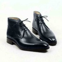 Men&#39;s Handmade Black Chukka Boot Leather Shoes Custom Made For Men - $117.11+