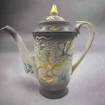 Black Dragonware Tea Coffee Pot Carafe Lid Japanese Moriage Gold Hand Painted - £28.53 GBP
