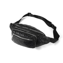 Quilted Waist Fanny Pack Belt Bag Sling Bag Adjustable Strap Black - £19.90 GBP