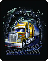 QUEEN SIZE UNSTOPPABLE FREIGHT TRUCK SEMI HEAVY WEIGHT WARM  BLANKET 79"x96"