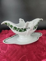 VTG Rosenthal Selb Bavaria Empire Gravy Boat Attached Underplate Green Pattern - £23.04 GBP