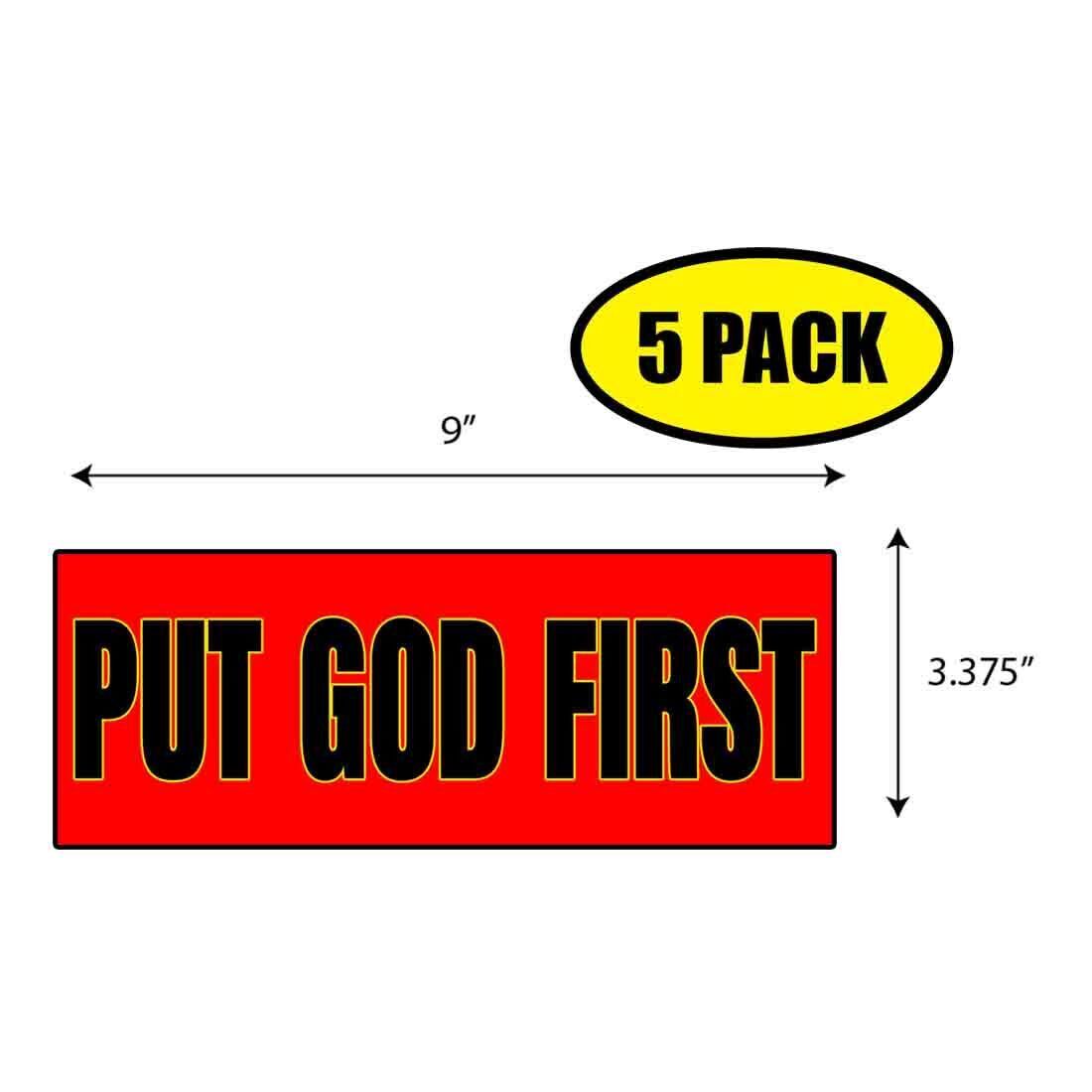 Primary image for 5 PACK 3.375"x9" Put God First Sticker Decal Humor Funny Gift BS0476