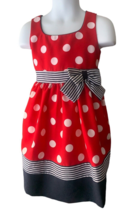 Bonnie Jean Girls Polka Dots Minnie Mouse Dress Size 3T Red White Zip Sleeveless - £12.43 GBP