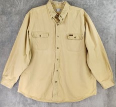 Carhartt Work Shirt Mens 2XL Yellow Western Heavy Cotton Button Down Long Sleeve - £24.80 GBP