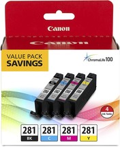 Canon CLI-281 Black, Cyan, Magenta and Yellow 4 Ink-Pack, Compatible to ... - $59.99