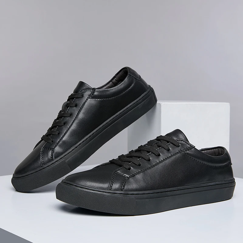 Men Shoes Genuine Leather Men casual lace-up sneakers comfortable soft l... - $98.49