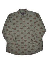 Vintage Woolrich Olive Bear Shirt Mens L Long Sleeve Button Up 100% Cotton - £30.04 GBP