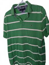 Tommy Hilfiger Green Striped Polo Shirt - Men's Large - $4.76