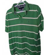 Tommy Hilfiger Green Striped Polo Shirt - Men's Large - $4.76
