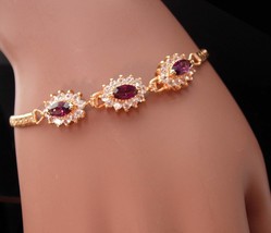 fancy faux Amethyst bracelet - Vintage rhinestone jewelry - February Birthday -  - £43.96 GBP