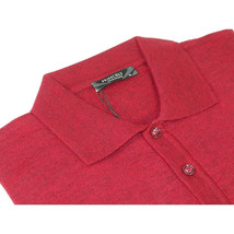 Mens PRINCELY Soft Merinos Wool Sweater Knits Lightweight Polo 1011-40 Cranberry image 2