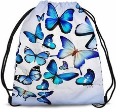 Backpack Beautiful Blue Butterflies Lightweight Gym Backpack Various Flying Posi - £19.87 GBP